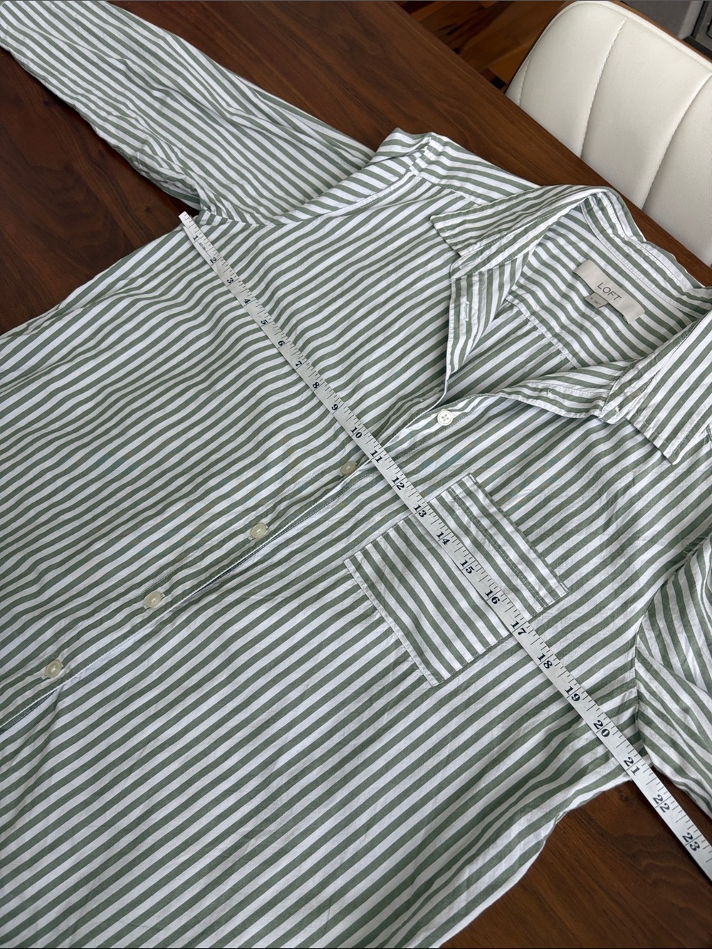 LOFT Striped Everyday Oversized Pocket Shirt Size Medium - Picture 6 of 6